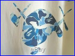 Mens Bape / A Bathing Ape x Kaws ABC Camo Tee T-Shirt Size Large Blue Very Rare