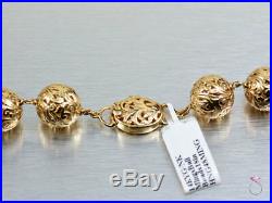 Ming's Hawaii Large Pierced Ball Necklace In 14k Floral Scroll Design Very Rare