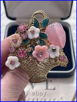 Miriam Haskell brooch Large 2 inches Flower Basket Fruit Salad Lief very rare