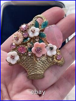 Miriam Haskell brooch Large 2 inches Flower Basket Fruit Salad Lief very rare