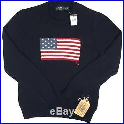 NEW Polo Ralph Lauren Sweater! VERY SLIM FIT Huge US Flag RARE Made in USA