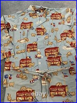 NICK & NORA Animal Crackers Flannel Pajama Set Womens Large VERY RARE