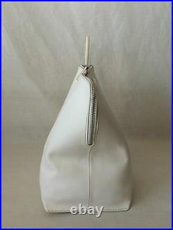 NWT. Rick Owens Unisex White Leather Triangular Bucket Shoulder Bag. Very rare