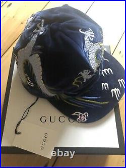 New In Bag Authentic Gucci Dragon Velvet Cap Hat Very Very Rare Size Large