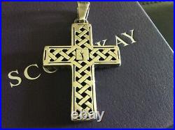 New Scott Kay Large Cross Woven. 925 Sterling Silver Open Close Bale Very Rare
