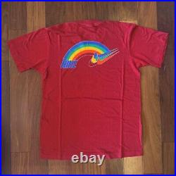 Nike 80's vintage Rainbow Logo T-Shirt Size L Very Rare Dead-stock