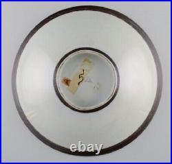 Nils Thorsson for Aluminia. Very large and rare bowl in faience with fish motifs