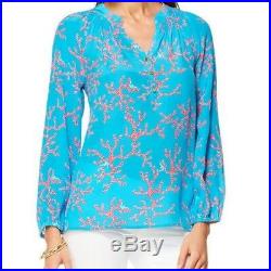 Nwt Lilly Pulitzer L Elsa Silk Turquoise Coral Me Crazy Very Rare Find