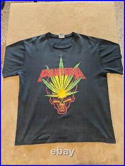 OFFICIAL Vintage 1997 Pantera 101 Proof Shirt L Weed Skull VERY RARE