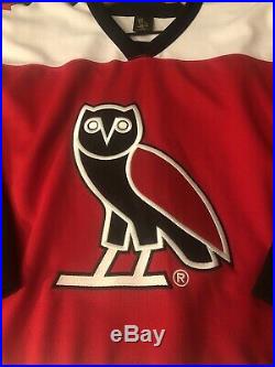 OVO Hockey Jersey Red White Black size Large Octobers Very Own Drake RARE