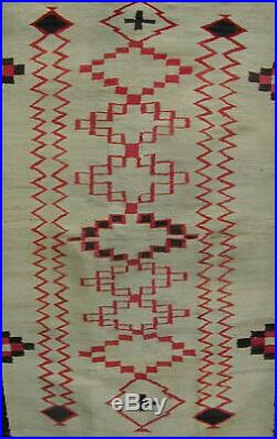 Old Original Handmade Large Navajo Rug Classic Design 1920's Very Rare