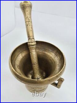Old Very Rare Form large Dutch Brass Mortar with Pestle 4.1kg circa 1930s