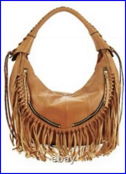 OrYANY Angie Leather Very Rare Brown Handbag Shoulder Bag Purse Fringe New