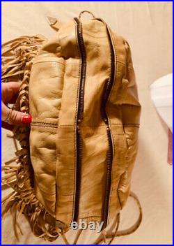 OrYANY Angie Leather Very Rare Handbag Shoulder Bag Purse Fringe Beige