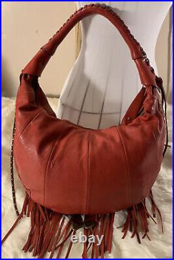 OrYANY Angie Leather Very Rare Red Handbag Shoulder Bag Purse Fringe