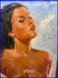 Original Very Rare Large Artist Morris Katz Oil Painting on Board Naked Women