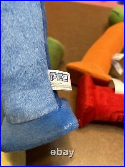 PEZ PLUSH STUFFED ANIMALS with Tag Lot of 7 Large 9 10 Inch Very Rare New Unused