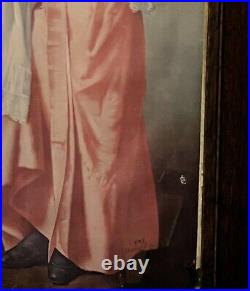Painting of Victorian Girl Holding A Baby framed, very Old And Very rare