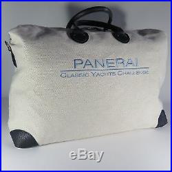 Panerai Luxury Blue Leather And Beige Canvas Large Weekend Bag Very Rare 2018