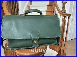 Preowned Vintage Coach Green Leather Flap Briefcase Very Rare