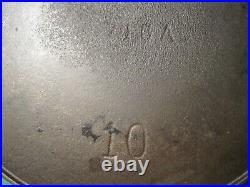 RARE Collectible Antique ERIE Very Large Cast Iron # 10 Frying Pan Pre- Griswold