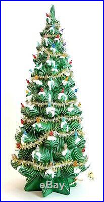RARE Vintage Atlantic Mold VERY LARGE 31 Ceramic Flocked Christmas Tree