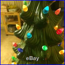 RARE Vtg Atlantic Mold VERY LARGE Ceramic Christmas Tree with Base 105 Hole 34