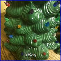 RARE Vtg Atlantic Mold VERY LARGE Ceramic Christmas Tree with Base 105 Hole 34