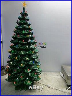 RARE Vtg Atlantic Mold VERY LARGE Ceramic Christmas Tree with Base 117 hole 35
