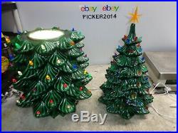 RARE Vtg Atlantic Mold VERY LARGE Ceramic Christmas Tree with Base 117 hole 35