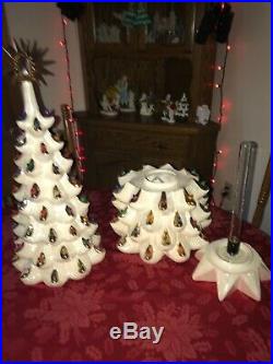 RARE Vtg Atlantic Mold VERY LARGE Ceramic STAR Christmas Tree with Base 35