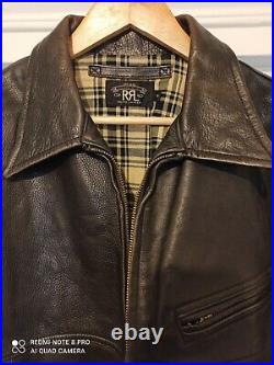 Ralph Lauren Double RRL Calf Leather Jacket Lrg Very Good Cond Rare Blouson Cuir