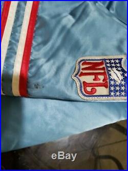 Rare 80s Houston Oilers Baby Blue Starter Satin Jacket Mens Large Very Nice