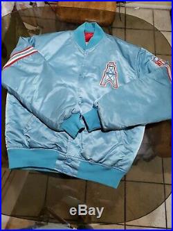 Rare 80s Houston Oilers Baby Blue Starter Satin Jacket Mens Large Very Nice