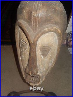 Rare African Tribal Mask Large Full Size Carved Wood Ceremonial Head Very Fine
