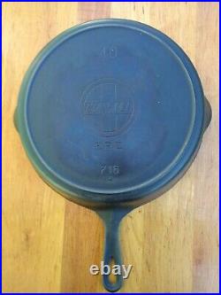 Rare Griswold Skillet No. 10 Large Slant Logo w Heat Ring / 716 A / Very Nice