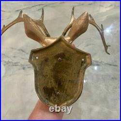Rare Large Vintage Brass 10 Point Deer Head Mount Very Unique and Detailed