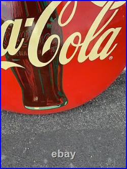 Rare Original Very Large 36 Inch Vintage Coke Button Sign