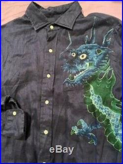 Rare Ralph Lauren Polo Dragon Linen Shirt Men Limited Edition Very RRL Size L