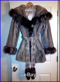 Rare Sapphire Mink Fur Coat Jacket Stroller Genuine Very Nice Condition