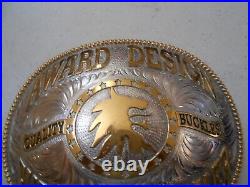 Rare Very Large Award Design Dealer Cowboy / Cowgirl Rodeo Western Belt Buckle