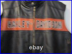 Rare Very Large Harley Davidson Leather Men's Vest 29 Flat Across Chest