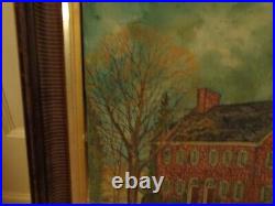 Rare Very Large Size Dolores Hackenberger Oil on Canvas of a Farm 36-3/4 x 18
