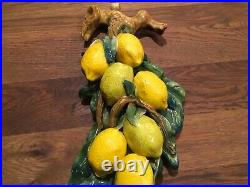 Rare! Very Large! Vtg Majolica Cascading Lemons On Branch Wall Hanging Sculpture