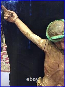 Rare Very Old Hand Carved Large Statue Of Jesus Recovered From Old Church In N