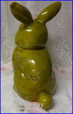 Rare Vintage Large Green Bunny Rabbit Easter Cookie Jar VERY CUTE