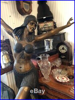Rare Vtg Bronze Deco Dancer Female Figure Statue Large 66 Life Size Very Large
