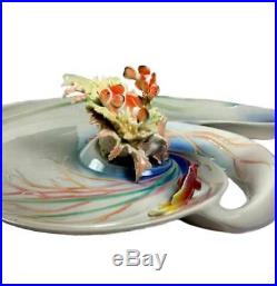Retired Franz Fine Porcelain By the Sea Large Tray Very, Very Rare NIB FZ01334
