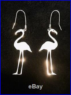 Retired VERY RARE James Avery Sterling Silver FLAMINGO Earrings Dangle Large
