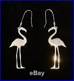 Retired VERY RARE James Avery Sterling Silver FLAMINGO Earrings Dangle Large